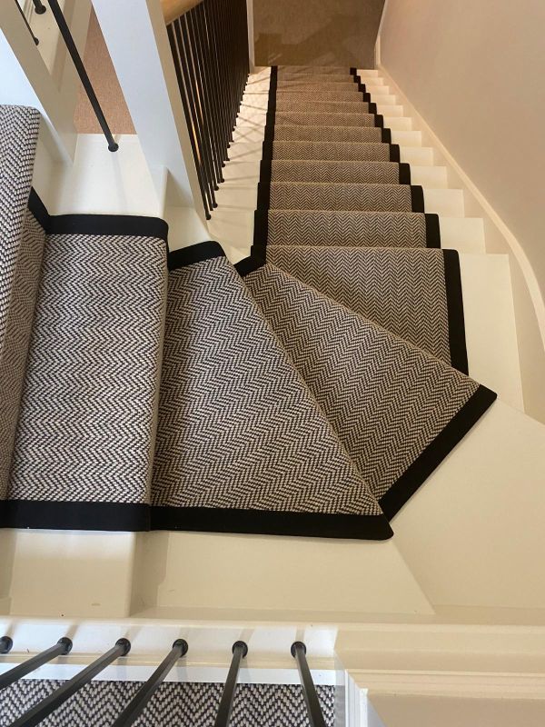 Carpet installation of Lewis Abbot Gatsby New York as a stair runner in Walthamshow E17