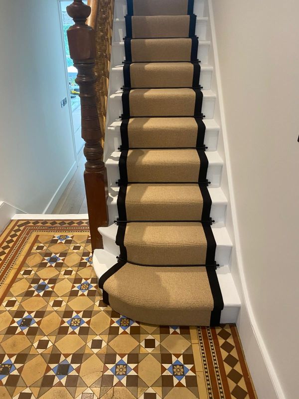 Finished photos of a stair runner in Victoria Tudor Co-ordinates Granola in Loughton IG10
